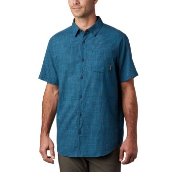 Columbia Muške Košulje - Under Exposure Yarn Dye Short Sleeve Tall Tamnoplave | LXEW-42051